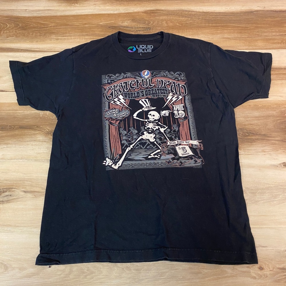Grateful Dead Liquid Blue Worlds Greatest Show T Shirt Mens L Black